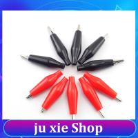 JuXie store 10pcs Test Alligator Clip 28MM Black Red Cover Crocodile Testing Electrical for Meter Probe Clamp DIY Plastic Metal