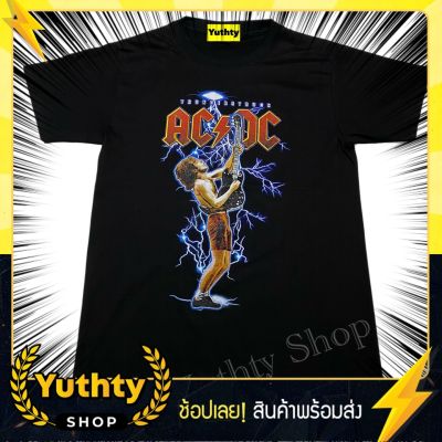 ใหม่ เสื้อวง ACDC สายฟ้ากีต้าร์ เสื้อยืด เสื้อวินเทจ เสื้อแฟชั่น เสื้อยืดแขนสั้น ไม่มีตะเข็บข้าง ใส่ได้ทั้งชายและหญิง เสื้อวินเทจ90