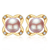 IOGOU 14K Gold Filled 6-6.5มม. ไข่มุกน้ำจืดธรรมชาติ Bunny Pearl Stud ต่างหูสำหรับผู้หญิงของขวัญ