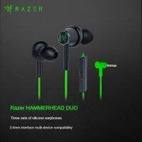 Razer HAMMERHEAD DUO Dual-Core หูฟังเล่นเกมสเตอริโอในหูหูฟังออกกำลังเพลงแบบมีสาย3.5Mm หูฟังเอียร์บัดแบบมีไมโครโฟน