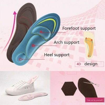 1Pairs Hot Sell 4D Uni Insoles Anti-slip Absorption Breathable Pain Relief Soft Insoles Massage High-heel Shoe