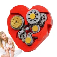 Spot Technology Building Block Mechanical Gear Rotation Moc Red Heart Love Electric Valentines Day Gift Kids Assembly Toy value