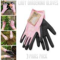 Pink Gardening Gloves Rubber Coated Dirty/Small Thorn Resistance Palm Dexterity Abrasion Grip