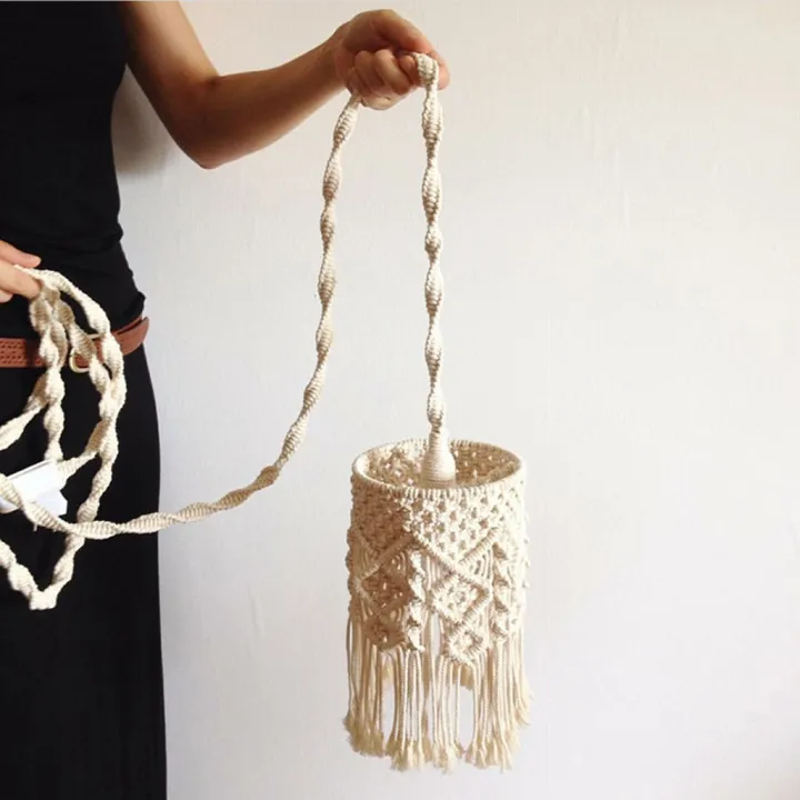 Miracle Shining Modern Macrame Lamp, Removable Lampshade Covers
