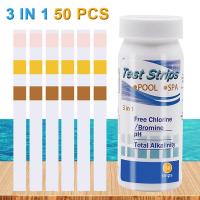 50PCS/Set 3 In1 Swimming Pool PH Test Paper Residual Chlorine Value Alkalinity Hardness Test Strip PH Tester Pool Cleaner Tools Inspection Tools