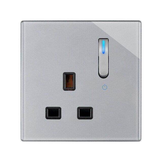 UK Plug Power Socket With USB Charger 13A Wall Outlet Piano Key Switch
