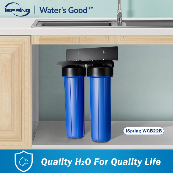 iSpring WGB22B USA NSF Certified 2-Stage Whole House Water Filtration System  Fine Sediment and Carbon Block Filters Removes 99% of Chlorine