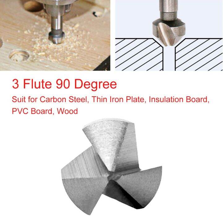 1pcs-3-flute-90-degree-countersink-drill-bit-round-handle-hss-wood-steel-chamfer-cutter-6-3-20-5mm-for-carbon-steel-pvc