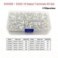 【✔】 tpyjbm 1755Pcs ทองแดง Bare Crimp Terminals ไฟฟ้า Naked Cord End Terminal Connector สาย Ferrules EN0508 ~ 25-16ชุด22-4AWG