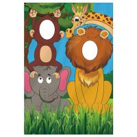 Jungle Animals Birthday Party Decoration, Large Fabric Jungle Animals Backdrop Photo Door Banner, for Birthday Party