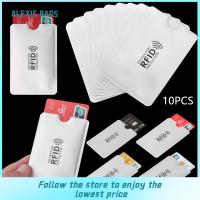 ALEXIS กระเป๋า10ชิ้นป้องกันการสแกน RFID การปิดกั้นที่วางบัตรอลูมิเนียมป้องกันกระเป๋าสตางค์ Rfid เคสใส่บัตรธนาคาร ID แขนกระเป๋าใส่บัตร