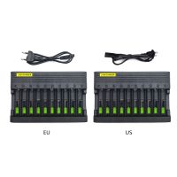 Independent Slot US Plug Charger Compact 10-Slot Battery Charger 3.74.2V 14500 16340 18650 Li-ion Rechargeable Battery