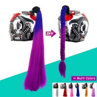 New 24" Punk Style Motorcycle Helmet Braids Bike Gradient Ramp Twist Sucker Removable Braid Pigtail Ponytail Motocross Racing  Pedometers