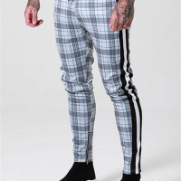 New Mens Fashion Plaid Joggers Sweatpants Skinny Trousers Male Casual Hip Hop Sweatpant Man Long Trousers Streetwear Harem Pants