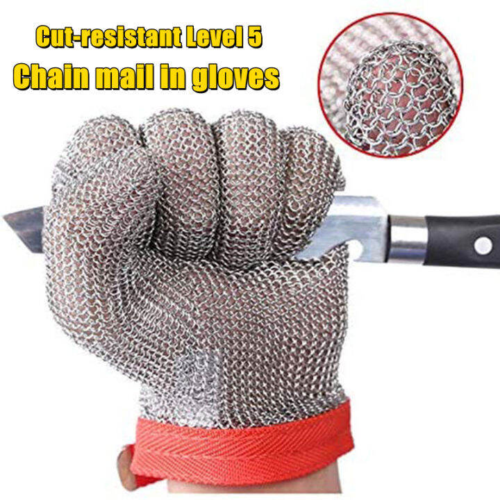 Stainless Steel Chain Mail Gloves, Safety Cut Resistant Metal