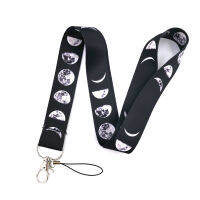 Lunar Eclipse Moon Space สายคล้องคอ Lanyards Badge ผู้ถือบัตรพวงกุญแจศัพท์มือถือสายคล้องของขวัญริบบิ้น Webbing สร้อยคอ