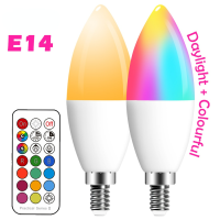 E14หลอดไฟ LED เทียนสีในร่มนีออนเข้าสู่ระบบหลอดไฟ RGB เทปที่มีตัวควบคุมแสง220โวลต์ Dimmable สมาร์ทโคมไฟสำหรับบ้าน