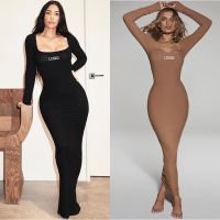 Custom Wholesale Ladies Bodycon long Dress Plain Women Elegant Casual Dresses Sexy Slim ladies evening dres Access