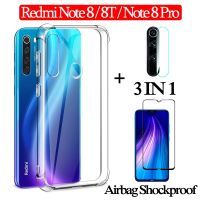 3in1 Airbag Case Glass for Xiaomi Redmi Note 7 6 8 Pro 8A 7A Cover Red Mi Note 8 T Camera Screen Protector on Xiomi Redmi Not 8T