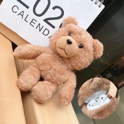 Winter Cute Plush Bear for Apple Airpods Case1 2 Pro 3rd Teddy Bear Bags for Cartoon Headphones Case Box Brown Charms Headphones Accessories