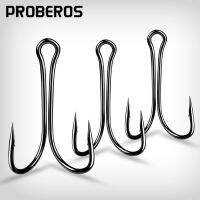 PROBEROS ตะขอตกปลาจำนวน50ชิ้น,เบ็ดตกปลาทำจากเหล็กคาร์บอนสูงตะขอเกี่ยวสองชั้นสำหรับตกปลา1 #2 #4 #6 #8 #1/0 #2/0 #3/0 #4/0 #8001