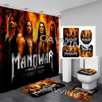 Caryfp Manowar Band 3D Printed Shower Curtain Waterproof Bathroom Anti-slip Bath Mat Set Toilet Rugs Carpet Home Decor  C08