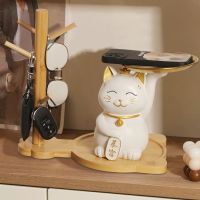 High-end Lucky Cat Ornament Opening Business Prosperous Tray Candy Key Storage Cashier Home Living Room Fortune Cat