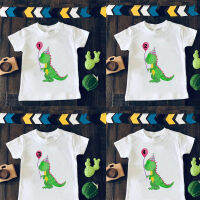 Cartoon Boys Dinosaur Birthday Shirt Kids Dino Print Tshirt Kids Number 1 T-shirts 9th T-shirts Fast Shipping