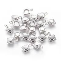 10pc 304 Stainless Steel Pendant Cabochon Settings Square Stainless Steel Color Tray: 4mm 9.5x6x3.5mm Hole: 2mm