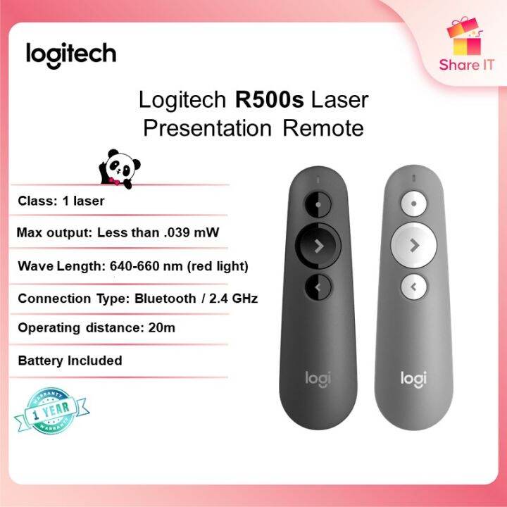 Logitech R500s Laser Presentation Remote Bluetooth / USB 1 Year