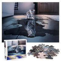 Jigsaw Puzzles 1000 Pieces Tiger and Cat Wooden Assembling Puzzles Picture Thicken Puzzles Toys for Adults Kids Games 50*70cm