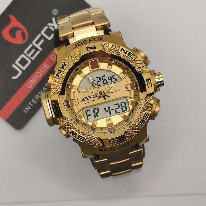 JoeFox Original Men's Action Watch DualTime Full Metal NonTarnish
