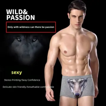 Sexy Men's Briefs Wolf Printing Pouch Thongs Underpants Underwear Shorts  Trunks