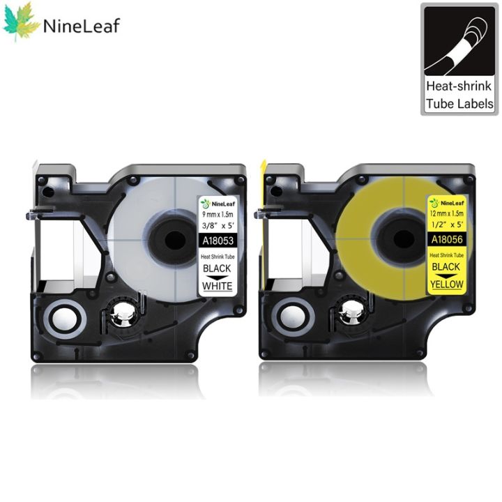 nineleaf-6-24mm-black-on-white-yellow-label-tape-18051-18052-18053-18054-18055-18056-heat-shrink-tube-tape-for-dymo-rhino-6000