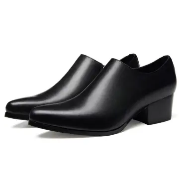 Men High Heels Buckle Pointed Toe Business Dress Shoes Size 38-44