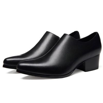 Genuine Leather Handmade Shoes Men Loafers Slip On Business Casual Shoes Classic High Heels Dress Oxford Shoes Male Shoes Flats