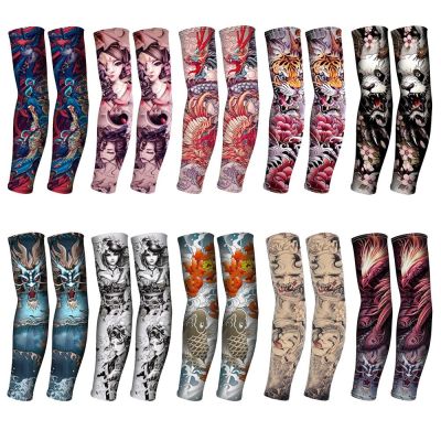 1Pair Flower Cooling Arm Sleeves Cover Cycling Running UV Sun Protection Outdoor Nylon Arm Sleeves Hide Tattoos For Men Women Sleeves