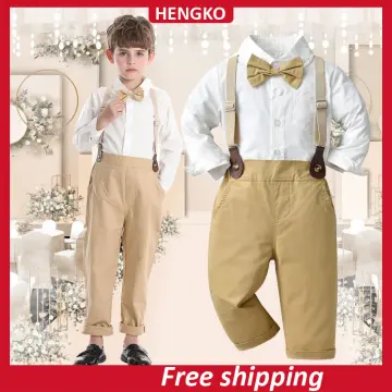 Boy Pants On Sale|boys' Gentleman's Suit - Striped Bow Tie & Shirt With  Trousers 2-8y