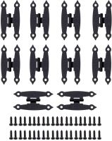 DRELD 10Pcs Antique Black H Cabinet Hinges Fittings for Doors Windows Kitchen Furniture Cupboard Wardrobe Wooden Boxes + Screws Door Hardware Locks