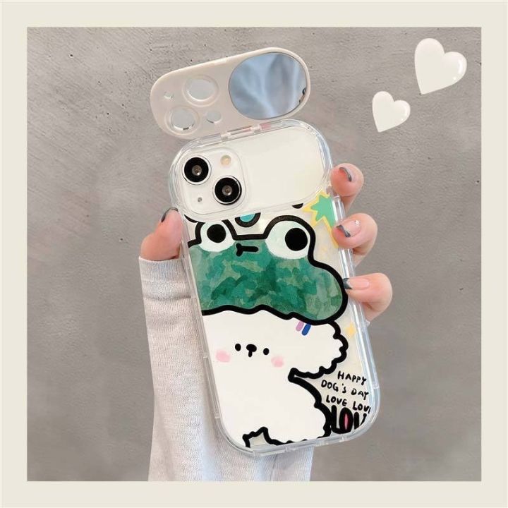 เคสโทรศัพท์-tpu-แบบนิ่ม-มีกระจกเป็นขาตั้งได้-มีกระจก14-13-14pro-13pro-12-pro-max-11-8plus-7plus-xr-15-15promax-4004