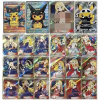 อะนิเมะ PTCG Pokemon Trainer Llie Laser Flash Collection Card Pikachu Cross-ชุดแต่งกายของการ์ดสองมิติอุปกรณ์ต่อพ่วง