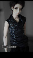 Cool Shinning Drape Neck Sleeveless Black T Shirt For BJD 16 YOSD,14 MSD,13 SD SD17 Uncle Doll Clothes Customized CMB11