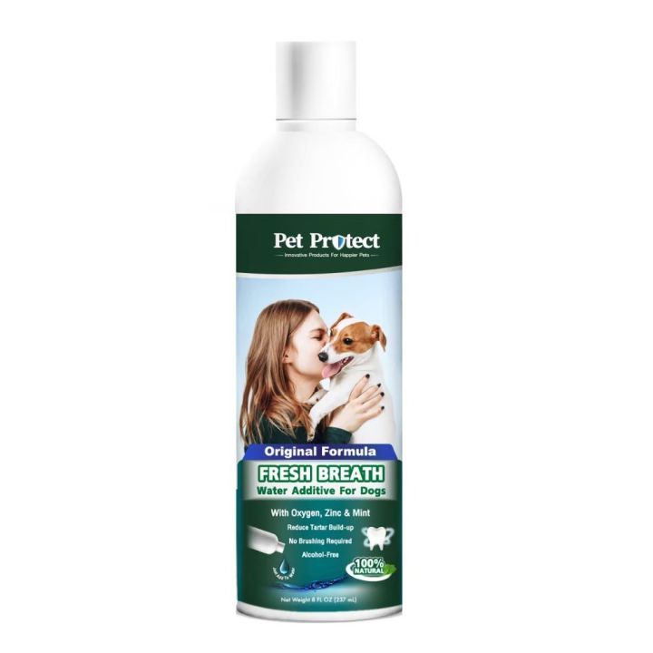 pet-protect-original-formula-สีเขียว-น้ำยาดับกลิ่นปากสำหรับ-สุนัข-ใช้ผสมน้ำดื่ม-ลดคราบหินปูน-ลดกลิ่นปาก