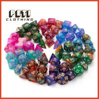 PETI CLOTHING 7Pcs/set อะคริลิค 7-Die สำหรับ TRPG DND ลูกเต๋าเกม เกมตาราง ลูกเต๋า DND ลูกเต๋าหลายด้าน