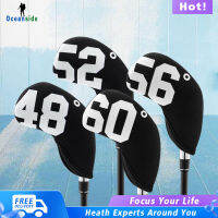 Oceanside 4Pcs กอล์ฟคลับหัวเหล็กครอบคลุมวัสดุ Neoprene 48 °, 52 °, 56 °, 60 °, Wedges Headcover แขนป้องกันกรณีอุปกรณ์กอล์ฟ