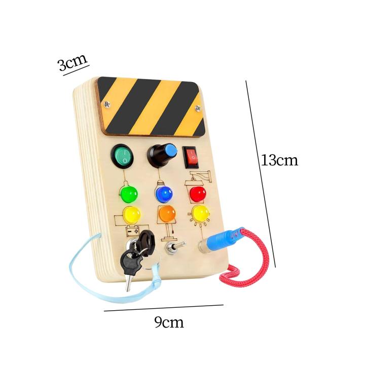 dolity-switch-บอร์ดไฟไม่ว่างของเล่นไม้มอนเตสซอรี่สำหรับพรรคเด็กสี่เหลี่ยมผืนผ้าพร้อมกุญแจ