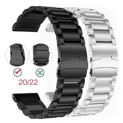 （A creative）สายนาฬิกา20มม. สำหรับ Samsung Galaxy Watch 4 44 40มม. คลาสสิก42/46มม. สายสแตนเลสสำหรับ HUAWEI Watch GT2กึ่งโลหะแข็ง
