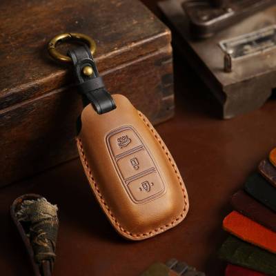 Luxury Leather Car Key Case Cover Fob Auto Accessories for Hyundai Fista IX25 IX35 Keychain Keyring Protective Shell Holder Bag