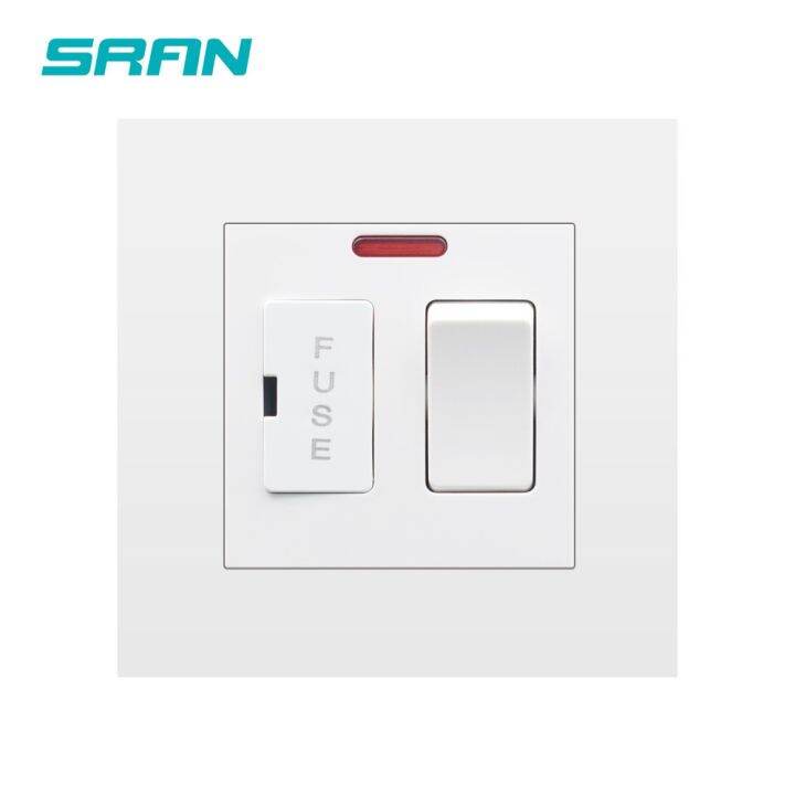 SRAN UK 13a power switch with fuse,white/black/gold new flame retardant