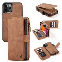 [Woo Fashion Case] CaseMe เคสหน้ังกลับมือถือสำหรับ iPhone 12 13 11 Pro Max XS X XR SE 2022 8 Plus เคสฝาปิดมีช่องใส่บัตรกระเป๋าสตางค์แบบมีซิปแม่เหล็ก